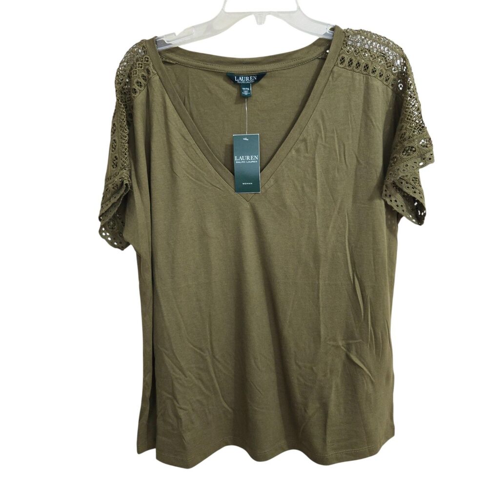 Olive Crochet Sleeve Women's Top